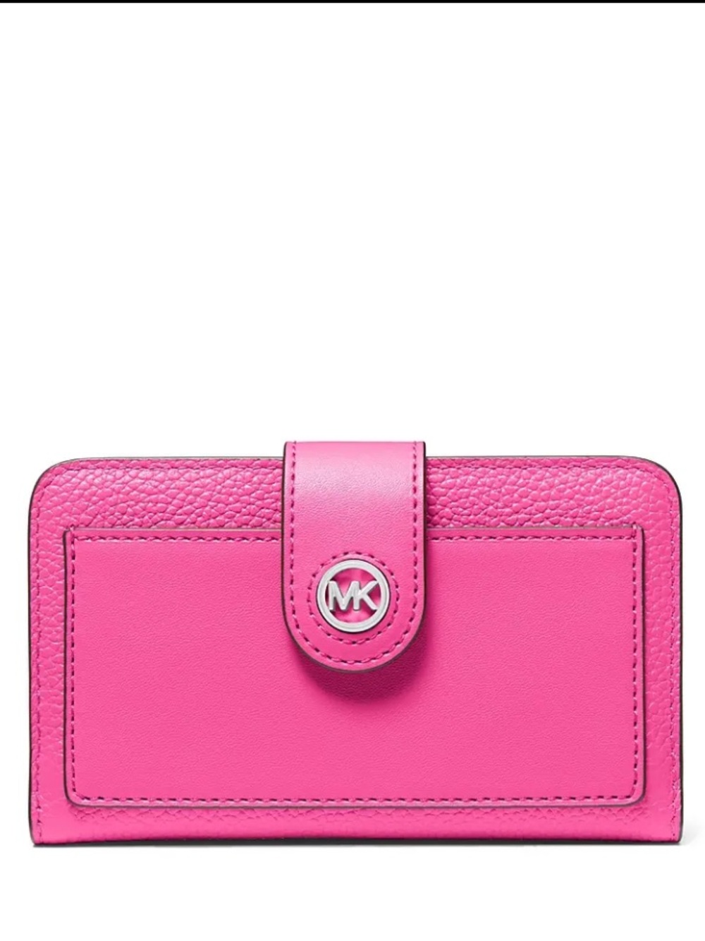 NWT Michael Kors Charm Medium Tab Pocket Bifold Leather Wallet (Wild Berry) - Picture 1 of 7